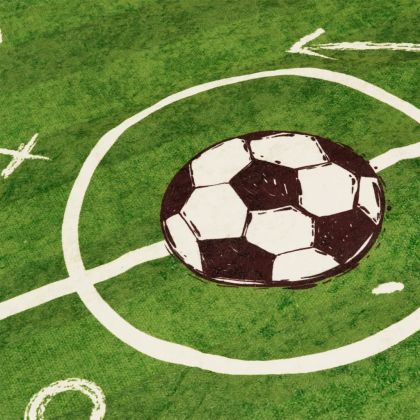 Детски килим зелен 160x230 см футболно игрище миещ