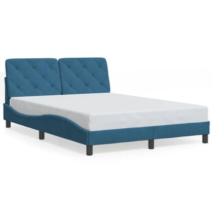 Рамка за легло без матрак, синя, 140x190 см, кадифе