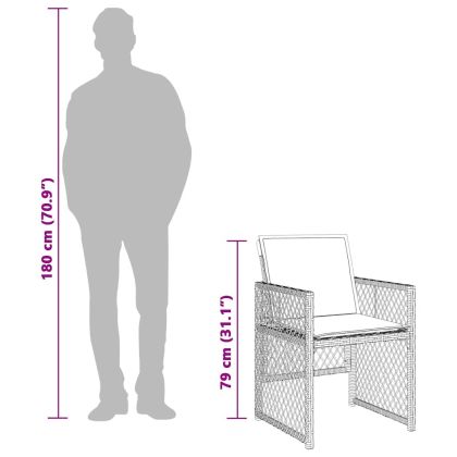 Градински комплект с възглавници, 13 части, бежов полиратан