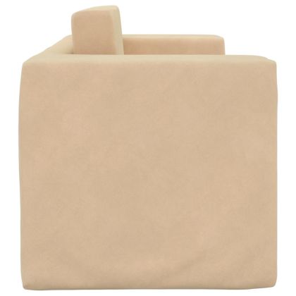 Детско диванче-легло, 2-местно, кремаво, мек плюш