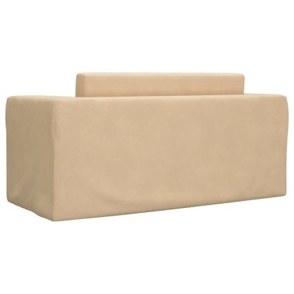 Детско диванче-легло, 2-местно, кремаво, мек плюш