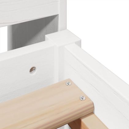 Рамка за легло без матрак, бял, 90x200 см, бор масив