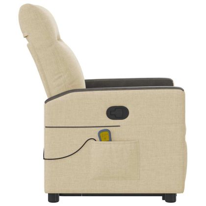 Изправящ масажен реклайнер стол, кремав, текстил