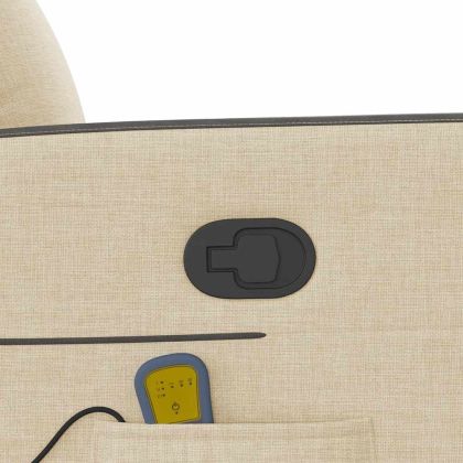 Изправящ масажен реклайнер стол, кремав, текстил