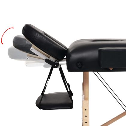 Сгъваема масажна кушетка с 2 зони, 10 см плътен пълнеж, черна