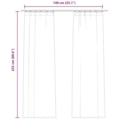 Затъмняващи завеси с куки, 2 бр, кадифе, черни, 140x225 см