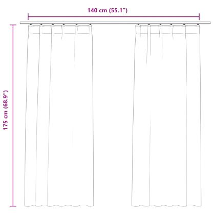 Затъмняващи завеси с куки, 2 бр, кадифе, бежови, 140x175 см