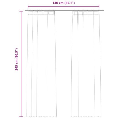 Затъмняващи завеси с куки, 2 бр, кадифе, бежови, 140x245 см