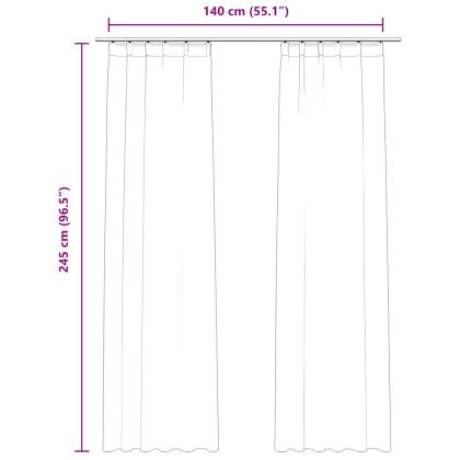 Затъмняващи завеси с куки, 2 бр, кадифе, кремави, 140x245 см