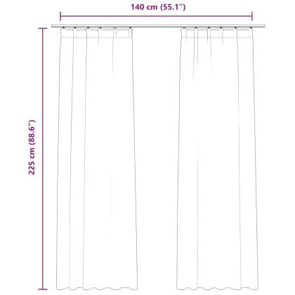 Затъмняващи завеси с куки, 2 бр, кадифе, тъмносини, 140x225 см