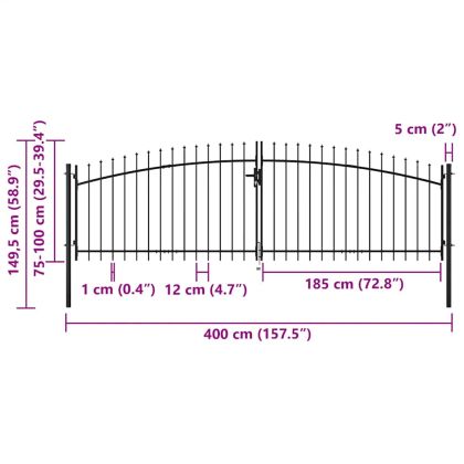 Двойна оградна порта Woerden с капак тип копие 400x149,5 см