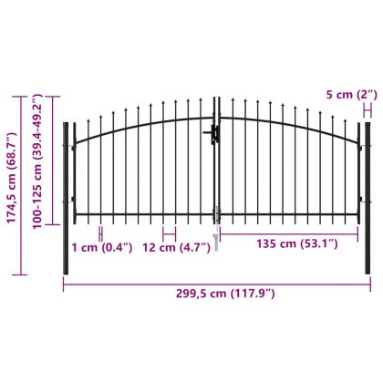 Портална ограда Woerden с двойна врата с шипове отгоре 299,5x174,5 см