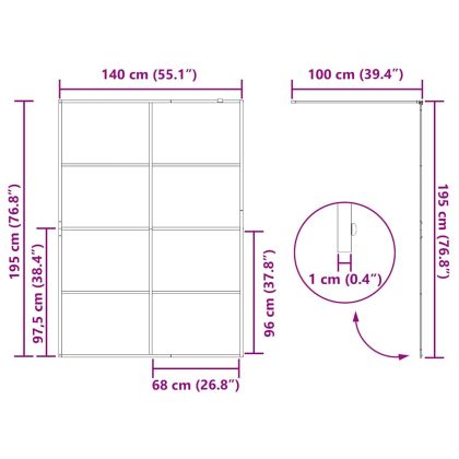 Стена за душ с прозрачно ESG стъкло, 140x195 см