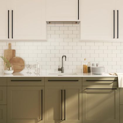 Дръжки за шкафове, 5 бр, черни, 480 мм, неръждаема стомана