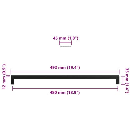 Дръжки за шкафове, 5 бр, черни, 480 мм, неръждаема стомана