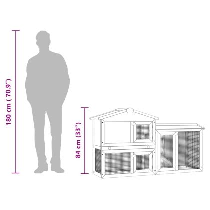 Външна голяма клетка за зайци червено и бяло 145x45x84 см дърво