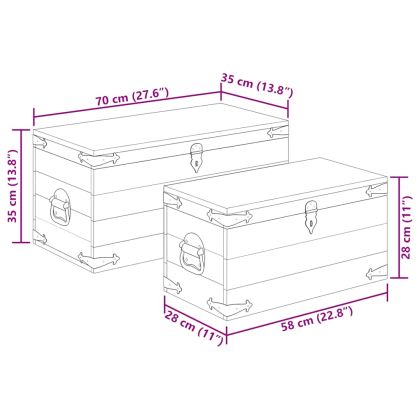 Комплект от 2 сандъка от необработено мангово дърво