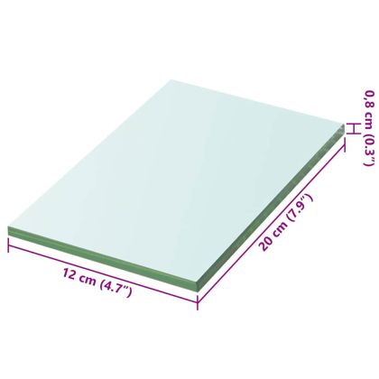 Плоча за рафт, прозрачно стъкло, 20 x 12 см