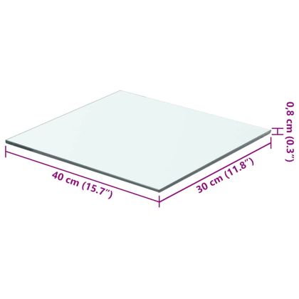 Плоча за рафт, прозрачно стъкло, 40 x 30 см