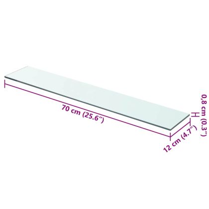 Плоча за рафт, прозрачно стъкло, 70 x 12 см