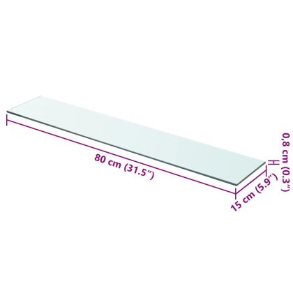 Плоча за рафт, прозрачно стъкло, 80 x 15 см