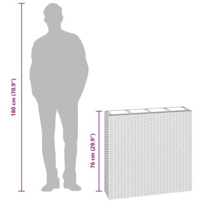 Градински повдигнати лехи с 4 саксии, 2 бр, полиратан, кафяви