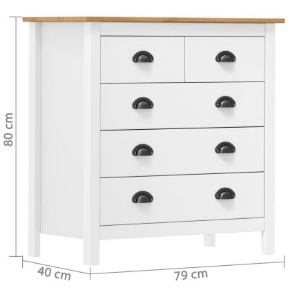 Сайдборд Hill бял 79x40x80 см борово дърво масив