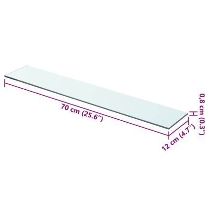 Рафтове, 2 бр, панели прозрачно стъкло, 70x12 см