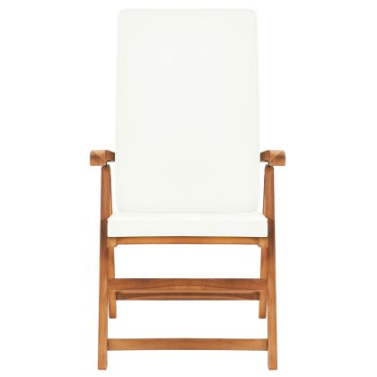 Градински трапезен комплект с възглавници, 9 части, тик масив