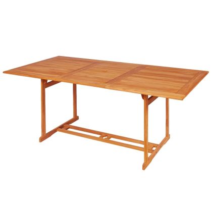 Градински трапезен комплект сиви възглавници 7 части тик масив