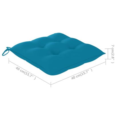 Градински столове 2 бр светлосини възглавници тик масив