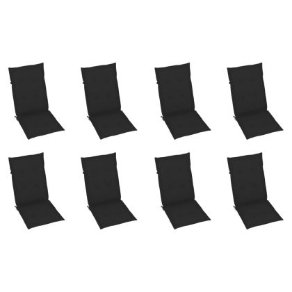 Накланящи градински столове с възглавници 8 бр тик масив