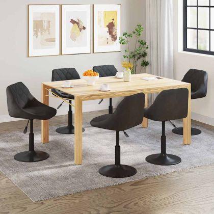 Въртящи се трапезни столове, 6 бр, черни, кадифе