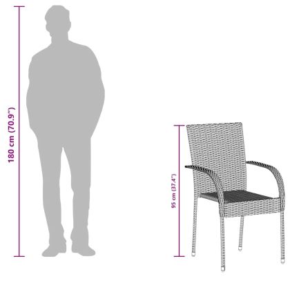 Стифиращи външни столове, 6 бр, полиратан, кафяви