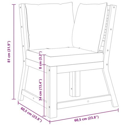 Модулен ъглов диван, кремави възглавници, акациево дърво масив