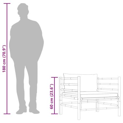 Градински диван с кремавобели възглавници бамбук