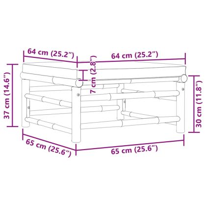 Градинска табуретка с тъмносива възглавница, бамбук