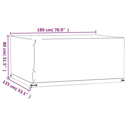 Калъф за градинска мебел 2 бр 8 капси 180x135x80 см правоъгълни