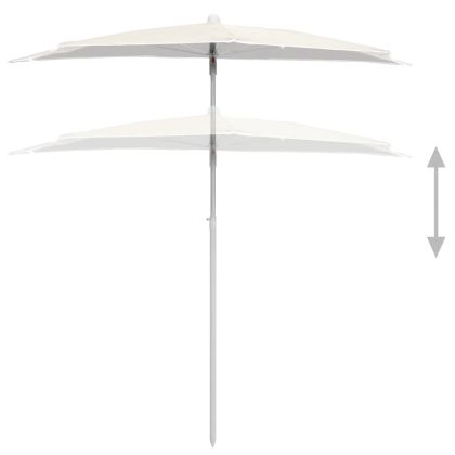 Градински полукръгъл чадър с прът 180x90 см пясъчен