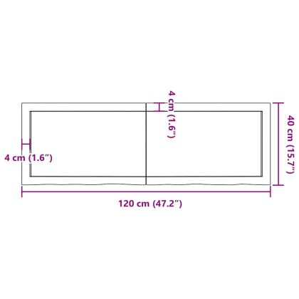 Плот за баня тъмнокафяв 120x40x(2-6)см обработено масивно дърво