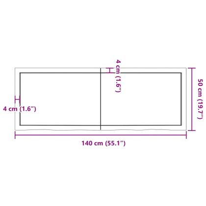 Плот за баня тъмнокафяв 140x50x(2-6)см обработено масивно дърво