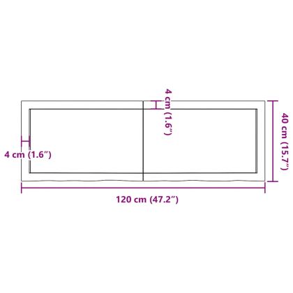 Плот за маса светлокафяв 120x40x(2-6) см обработен масивен дъб