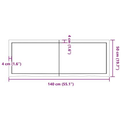 Плот за маса тъмнокафяв 140x50x(2-6) см обработен масивен дъб