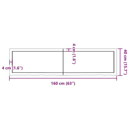 Плот за маса тъмнокафяв 160x40x(2-4) см обработен масивен дъб