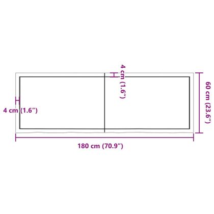 Плот за маса тъмнокафяв 180x60x(2-4) см обработен масивен дъб