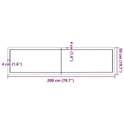 Плот за маса тъмнокафяв 200x50x(2-4) см обработен масивен дъб