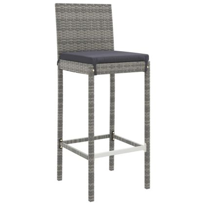 Градински бар комплект с възглавници 9 части сив полиратан