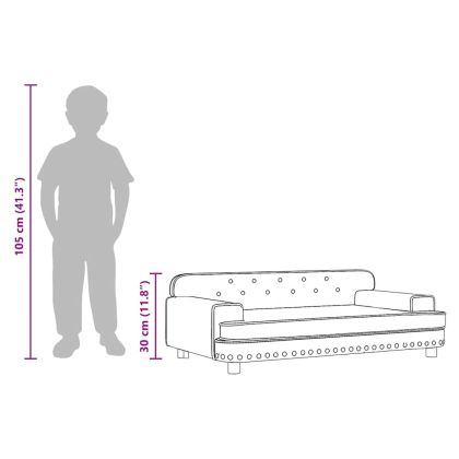 Детски диван, кафяв, 90x53x30 см, кадифе