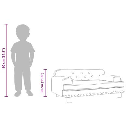 Детски диван, кафяв, 70x45x30 см, кадифе