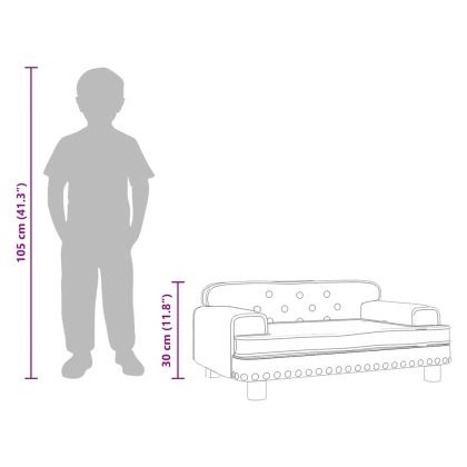 Детски диван, кафяв, 70x45x30 см, кадифе